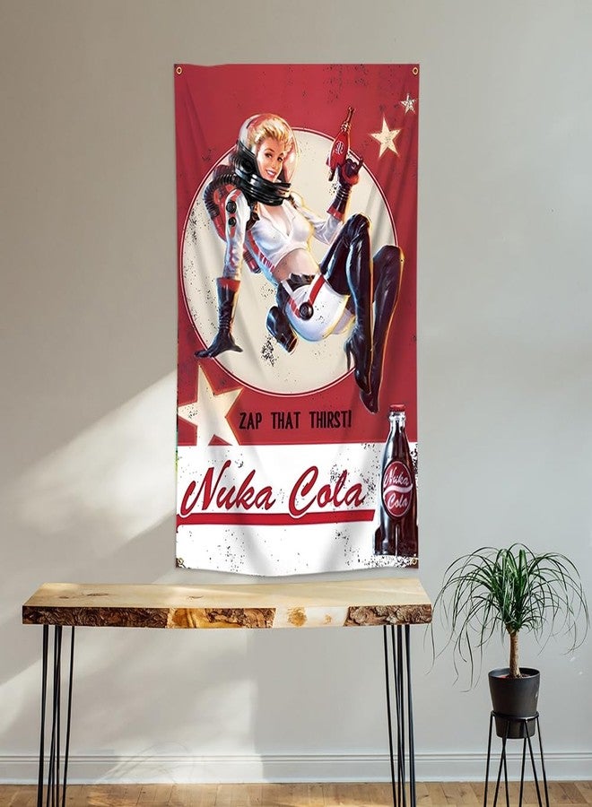 DecrPlus Nuka Tapestry Cola Girl Vintage Game Characters Decorative Banner Wall Hanging Flag (3x5ft,Vivid Color,150D Polyster) For Bar Cafe Home Garage Decor - Image 2